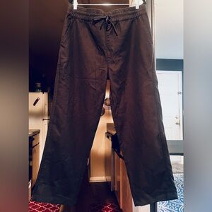 AllSaints Men’s XL Black “Hanbury” Drawstring Pants Black Cotton/Linen
